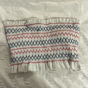 Red white and blue women’s bikini top.